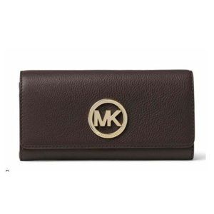 MICHAEL KORS Gold Detailed Brown Long Wallet